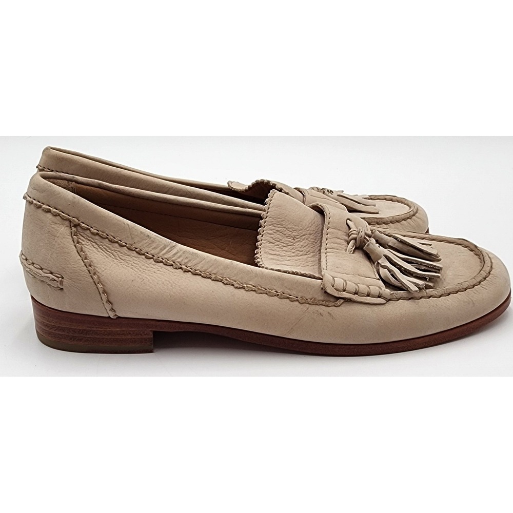 Coach Haydee Tassel Loafers Womens 9 B Beige Leather Whipstitch Slip On VGC - Picture 5 of 14